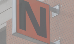 Sign on building with the letter "N"